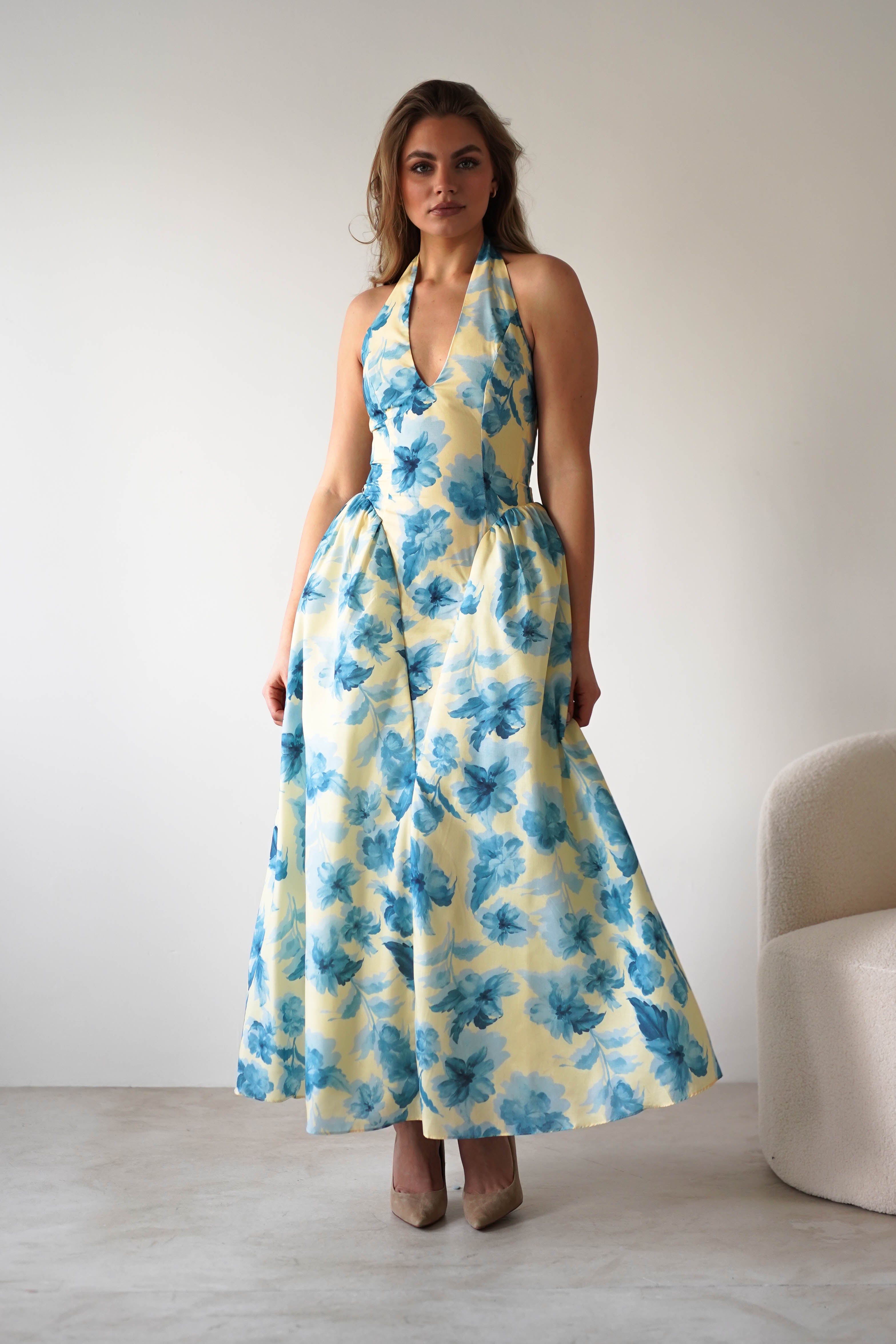 Vestido Sabine Amarelo & Azul
