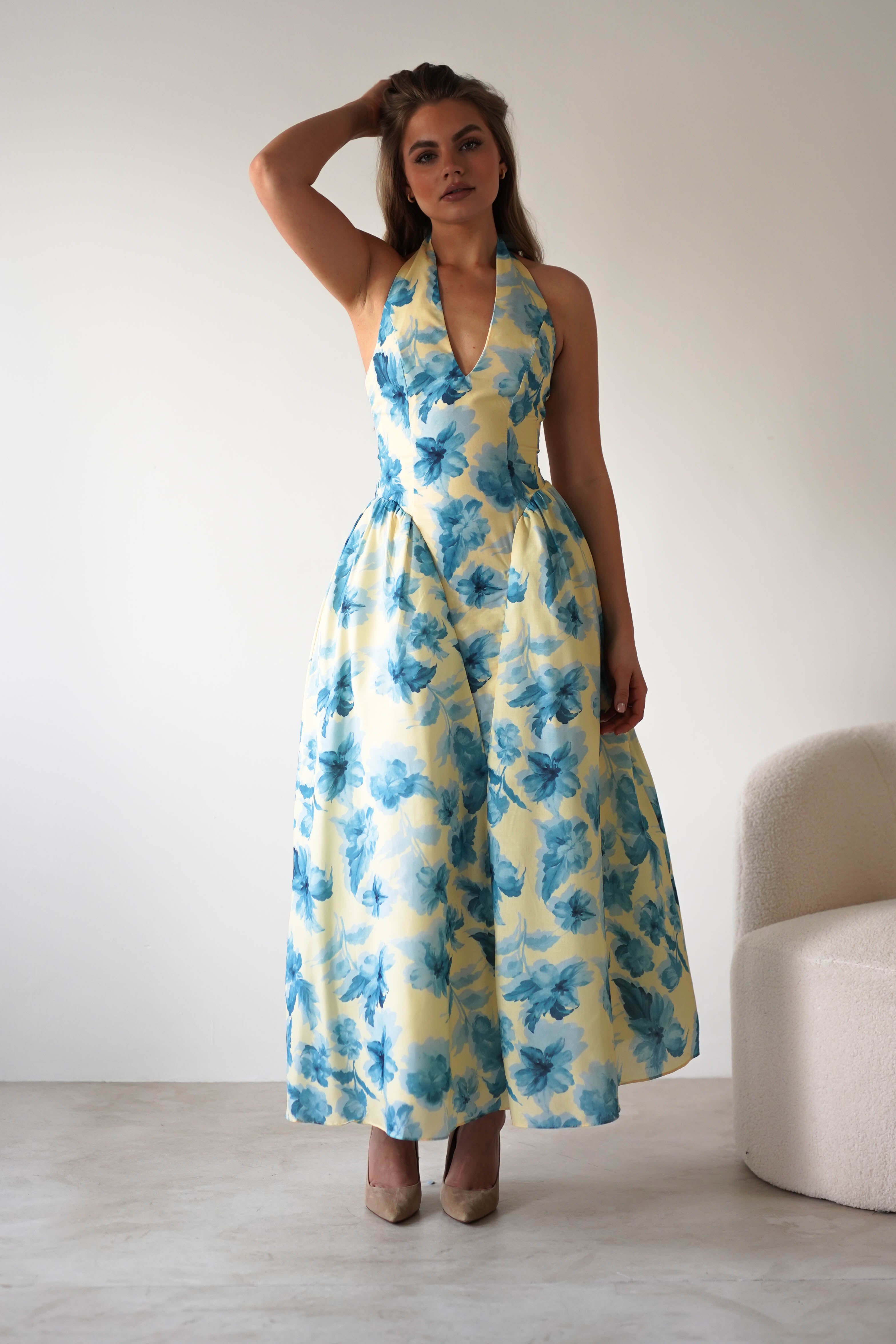 Vestido Sabine Amarelo & Azul