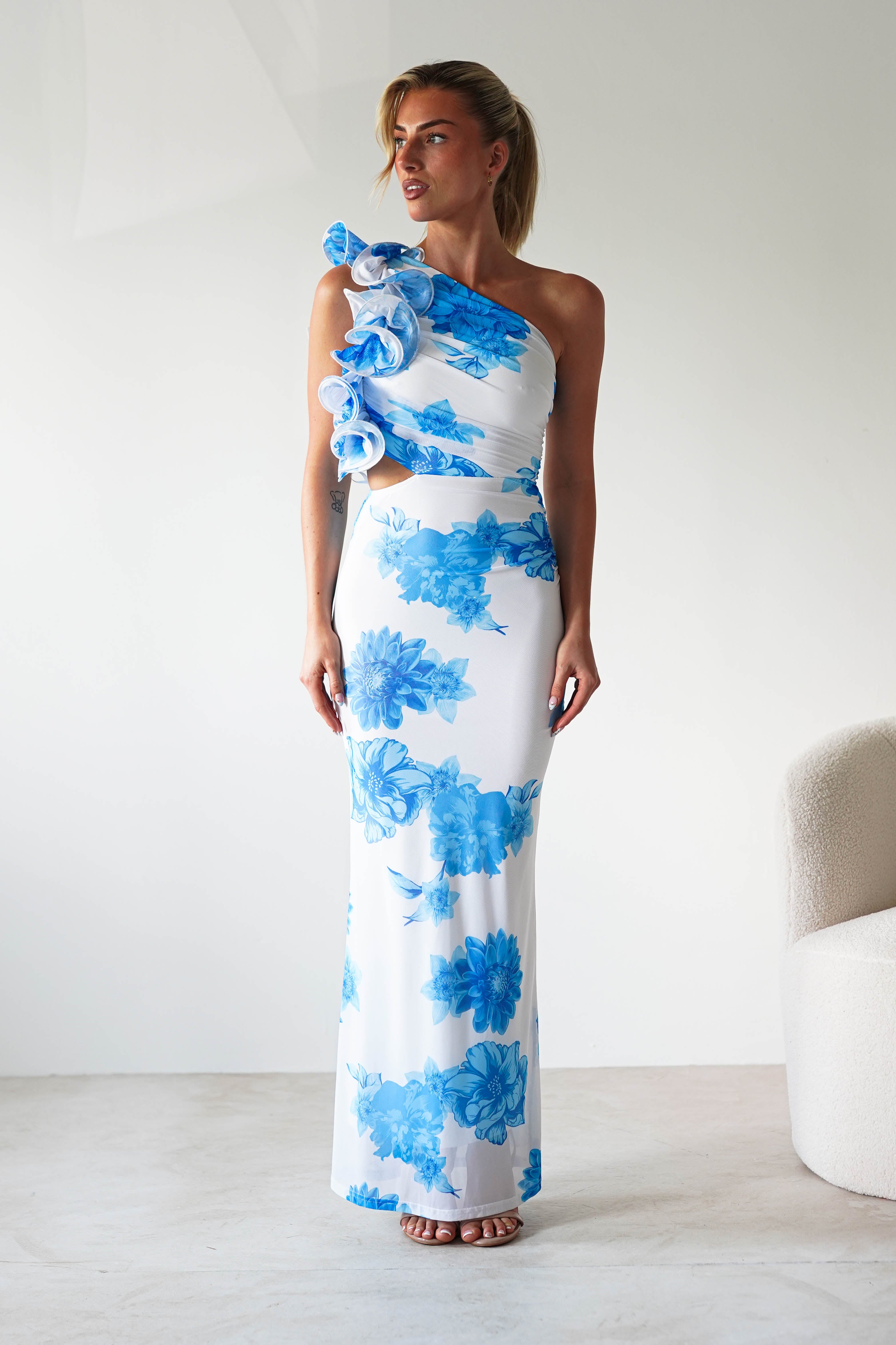 Vestido Rhia Azul/Branco